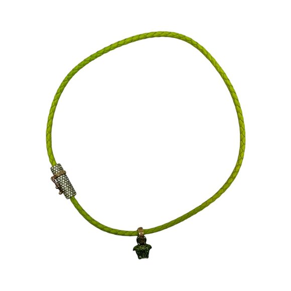 Versace Leather & Crystal Medusa Pendant Necklace - Picture 2 of 4